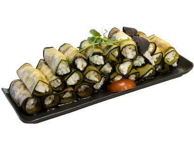 Рулетики из баклажан с творожным сыром - красивая подача
