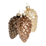 Украшение Гроздь из 3-х лесных шишек (стекло) 4,5х4,5х8 см  AXM214