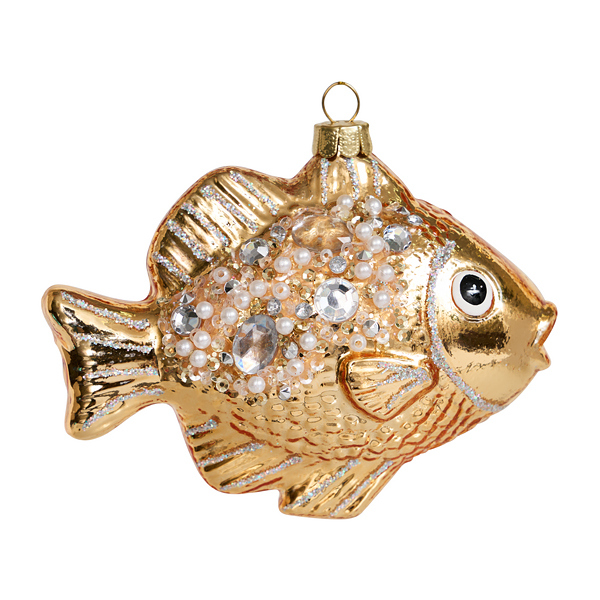 Украшение Рыбка золотая гламурная (стекло) 11,5х4,5х8,5 см GLT1108