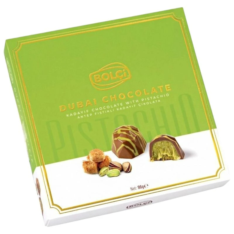 Шоколад Bolci темный Dubai Chocolate с фисташковой начинкой и кадаифом 200г картон
