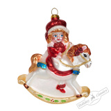 Украшение Девочка на белой лошадке-качалке(стекло)10,5х5х13,7см 63135