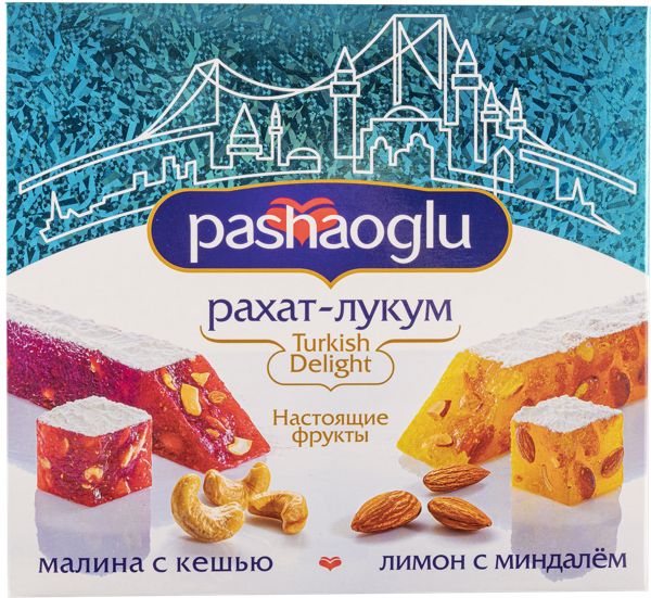 Рахат-Лукум Pashaoglu лимон с миндалем и малина с кешью 300г 