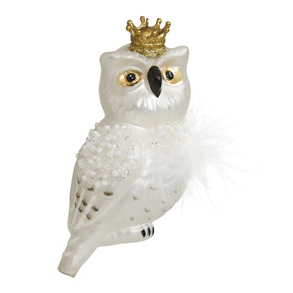Украшение Сова "Зимнее барокко" (стекло) 6,5х7х14 см GLT1187