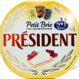 Сыр Petit Brie мягкий с белой плесенью  60% Президент 125г 