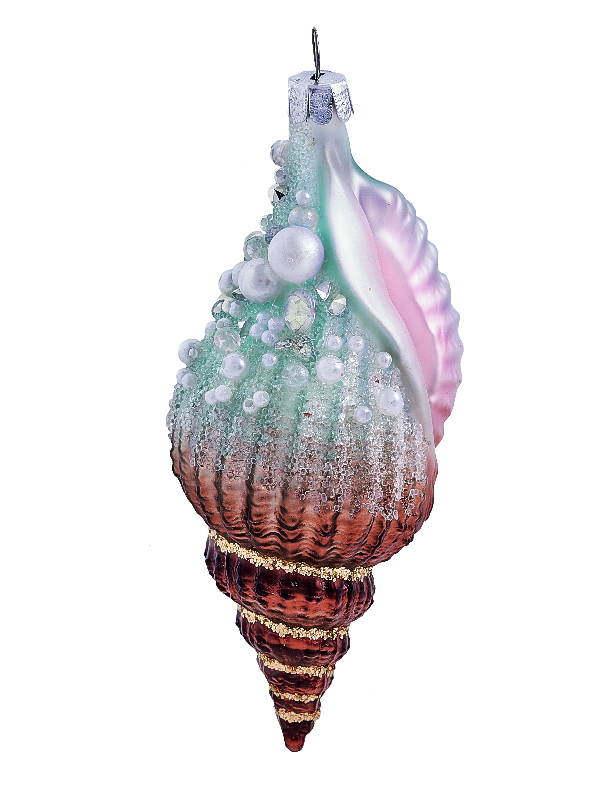 Украшение Ракушка Турителла голубая (стекло) 5х5х12 см GLT 647