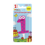 Свеча детская д/торта цифра 1 в упаковке Paterra 401-522