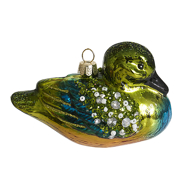 Украшение Уточка-мандаринка (стекло) 5,5х5х7 см GLT1260