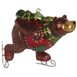 Украшение Медведь на коньках (стекло) 10х5х10см 04093