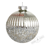 Украшение Шар "Серебряный стеклярус" (стекло) 10 см AXM173