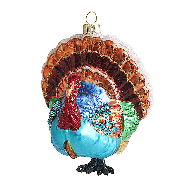 Украшение Индюк синий (стекло) 9х6,5х10 см GLT1192