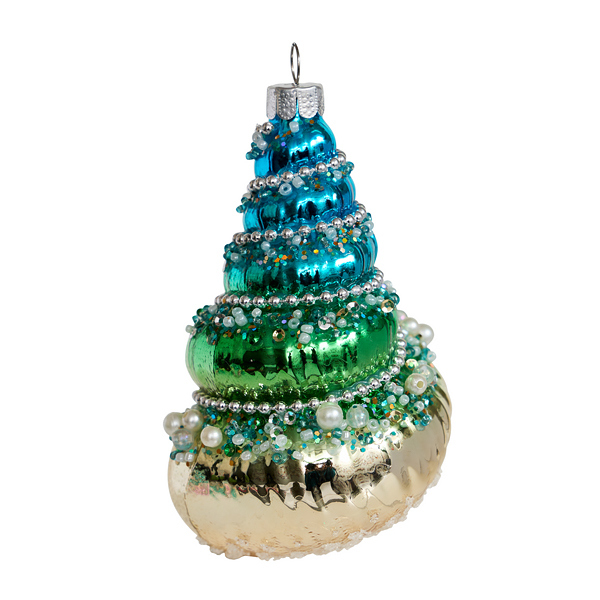 Украшение Ракушка Конча "Изумрудный остров" (стекло) 6,5х5,5х11 см GLT996