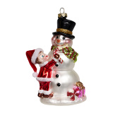 Украшение Мальчик со снеговиком (стекло) 7,5х7,5х13,5 см 243711