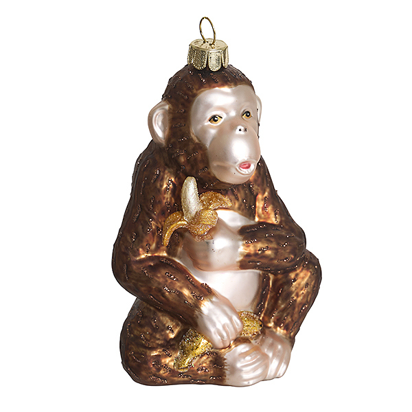 Украшение Обезьяна с бананом (стекло) 7,5х5,5х11,5 см GLT1332