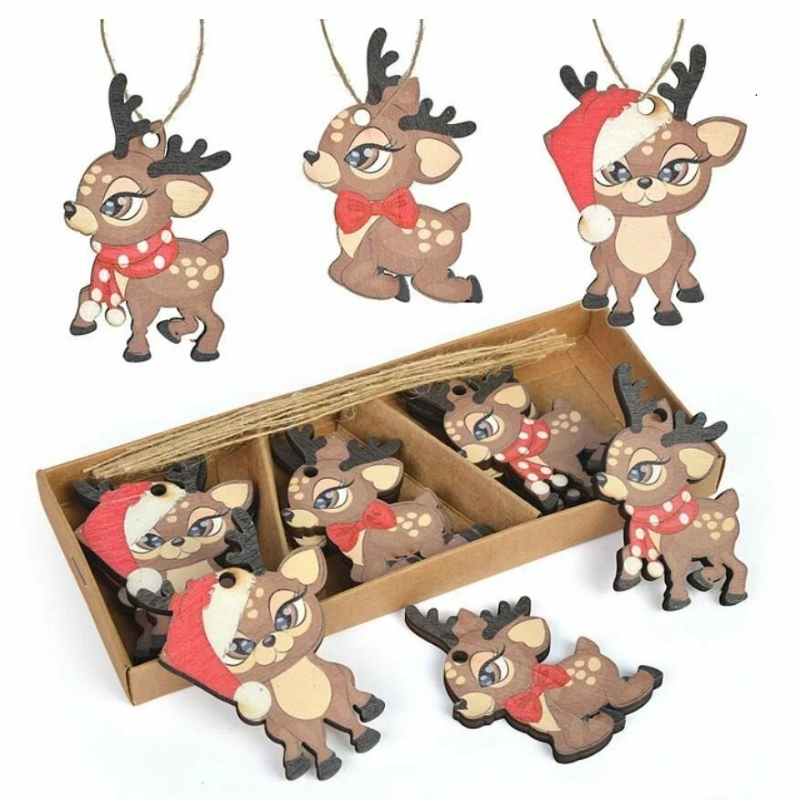 Игрушка елочная Оленята 9шт в наборе S2264