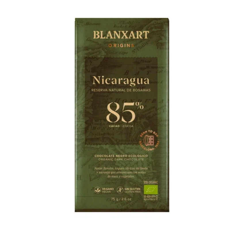Шоколад органический плантационный Никарагуа 85% 75г Blanxart