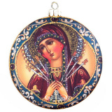 Украшение Медальон "Мотивы Рублева" двусторонний (стекло) П/У, 10х2,5х10 см 43353