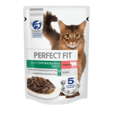 Корм д/стерилизованных.кошек PERFECT FIT с говядиной 75г 