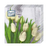 Салфетки бум, 24х24см 3сл  Белые тюльпаны 25шт Bouguet de Luxe