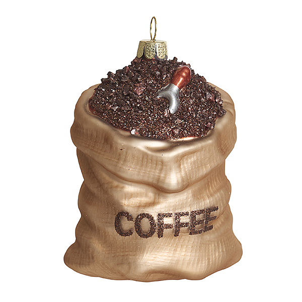 Украшение Мешок с зернами кофе (стекло) 7,5х5,5х9 см GLT1271