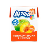 Сок Агуша 200г яблоко и персик с мякотью с 5 мес. ДП  Сок Агуша 200г яблоко и персик с мякотью с 5 мес. ДП