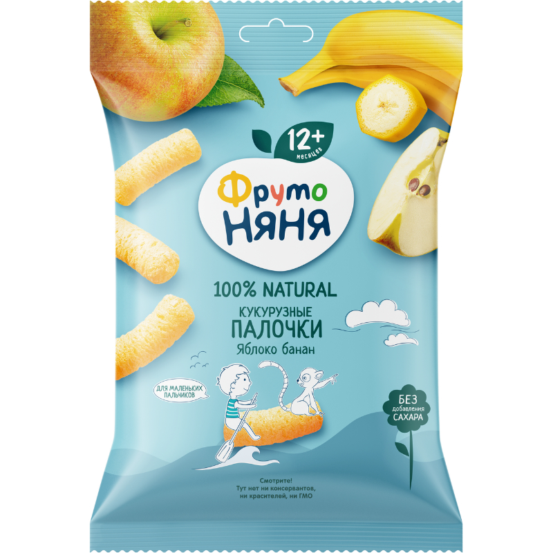 Палочки кукурузные Фрутоняня с яблоком и бананом д/детей раннего возраста пакет 20г 