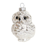Украшение Сова бело-серебряная (стекло) 6х6х10 см  AXM190