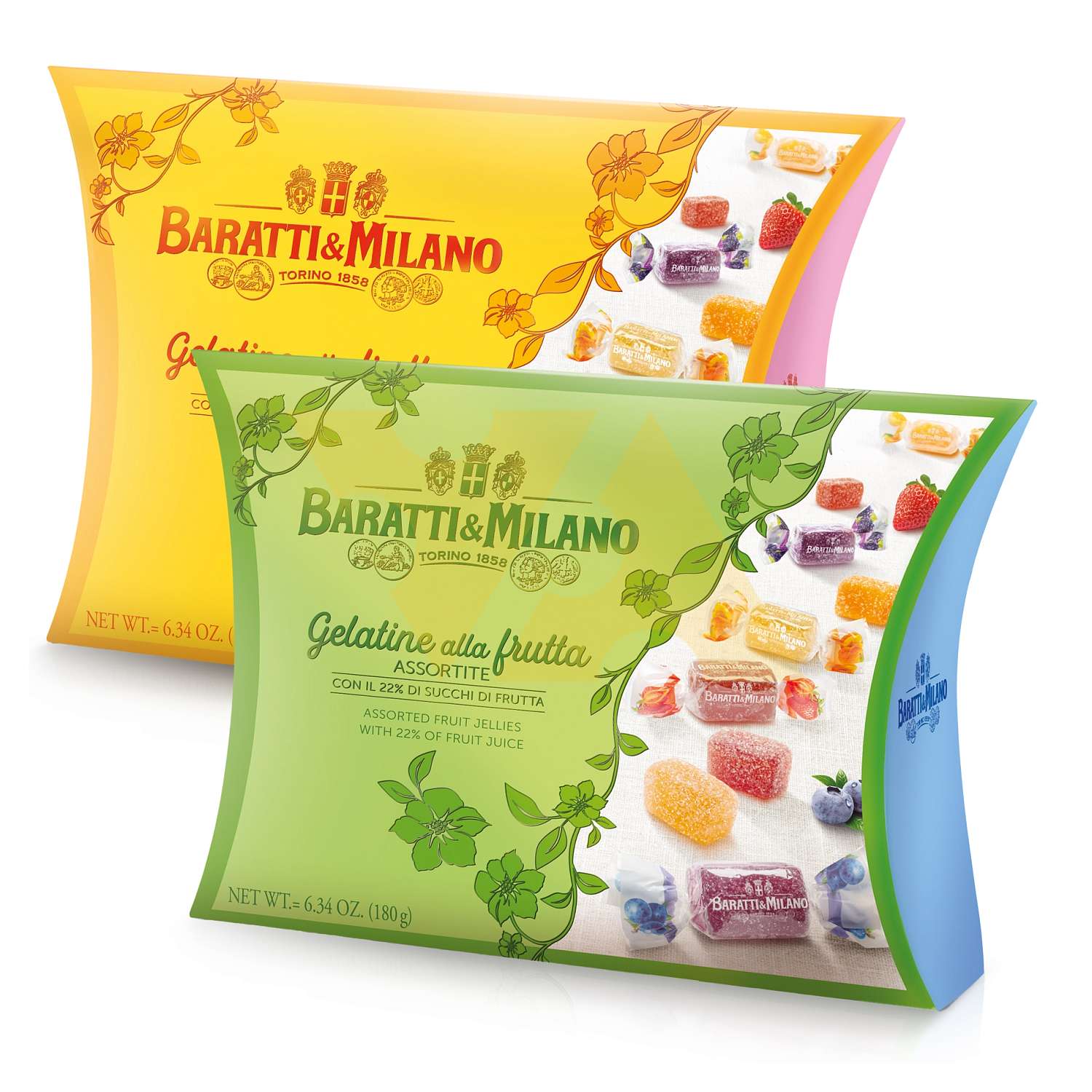 Мармелад фруктовый ассорти с фруктовым соком 6 вкусов 180г Baratti&Milano