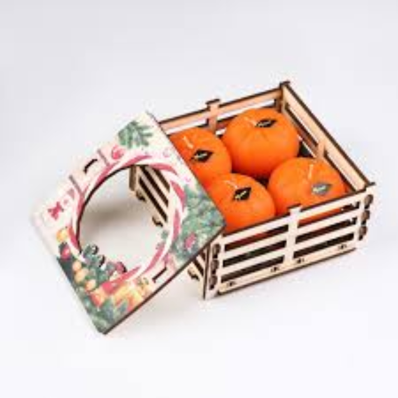 Набор НГ свечей Мандарины в ящике 4шт 13,6*13,6*6,6см 4439406