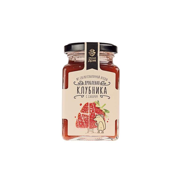 Клубника дробленая с сахаром 290 г ст/б  Медовый дом