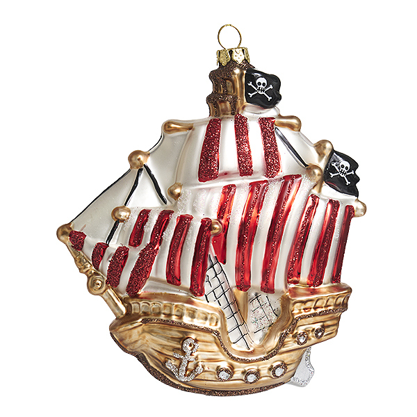 Украшение Пиратский корабль (стекло) 11х3,5х12,5 см 253344