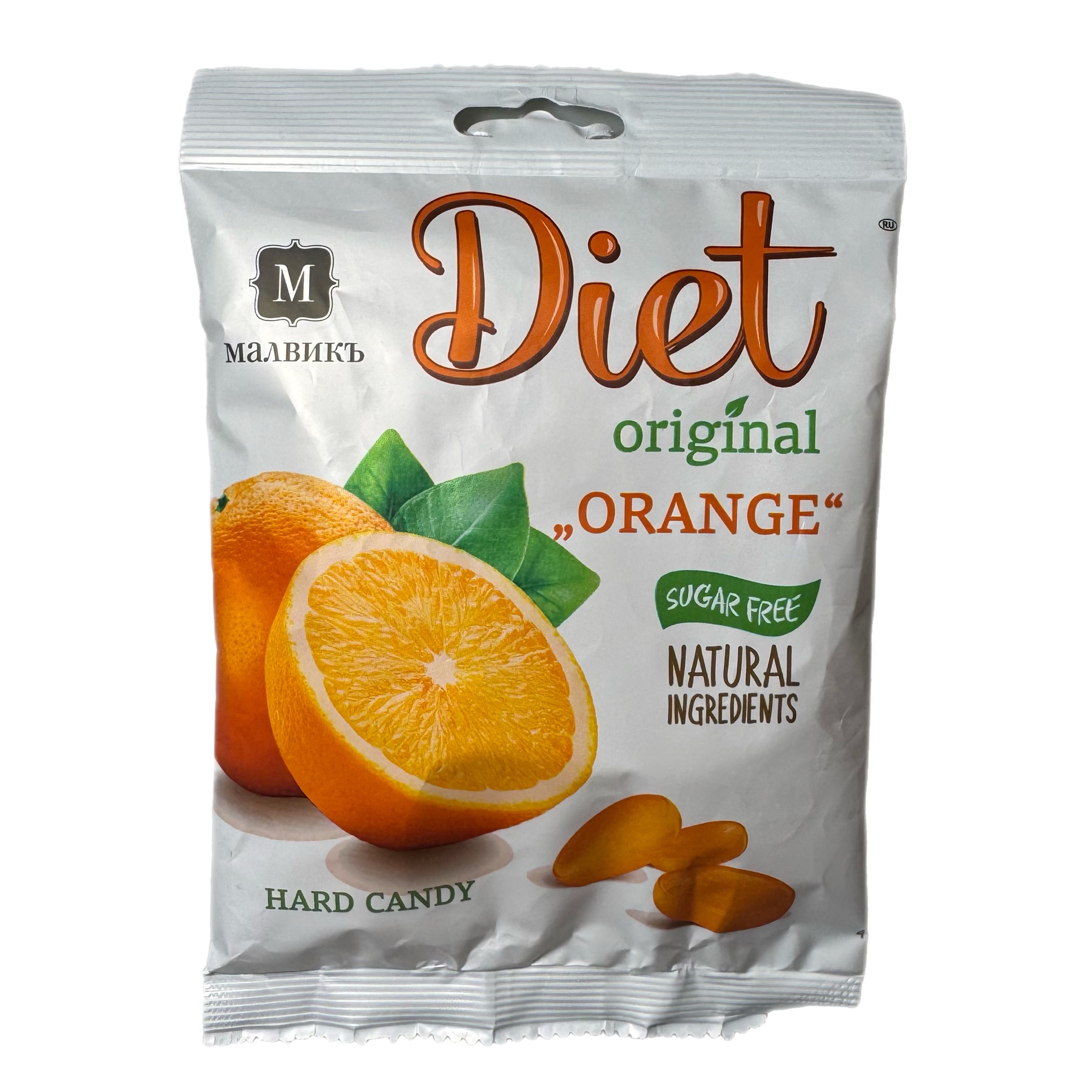 Карамель леденцовая на изомальте Апельсин МАЛВИКЪ Diet 50г