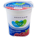 Йогурт Греческий двухслойный с малиной 3,4% 120г Lactica тф-стакан