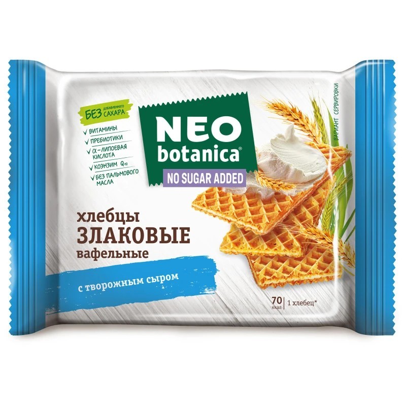 Хлебцы вафельные злаковые с творожным сыром Neo botanica NO SUGAR ADDED 75г 