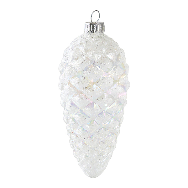 Украшение Шишка белая перламутровая (стекло)5,5х12,5см YQL1430