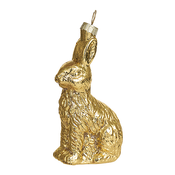 Украшение Заяц золотой малый (стекло) 5х3х9 см AXM250