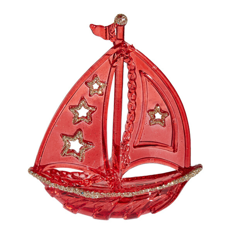 Украшение Парусник 3D красно-золотой 8,7х3х10,5см KB2011