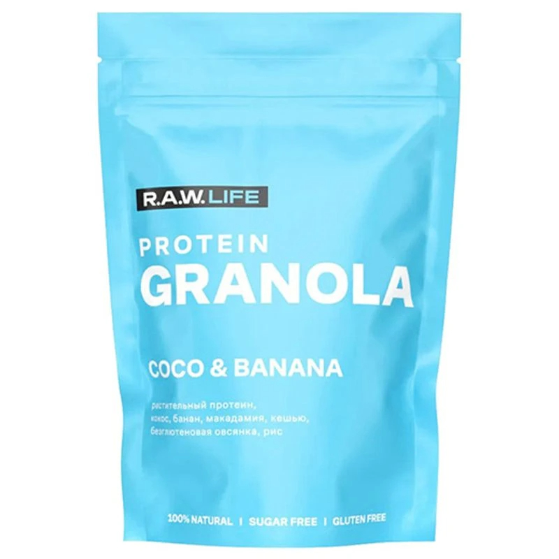 Гранола протеиновая Кокос-банан 220г R.A.W.LIFE 