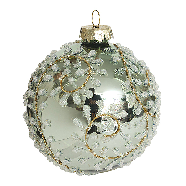 Украшение Шар "Ледяной лес" мятный глянцевый (стекло) 8 см GY263