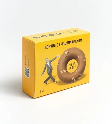 Бисквит Пончик с Грецким орехом 65г Rawtogo