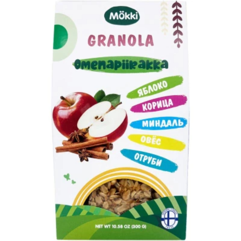 Смесь зерновая Granola яблоко-корица 300г Omenapiirakka Mokki 
