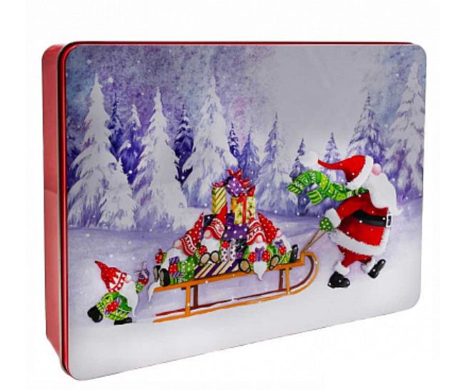 Печенье бисквитное Arbelco Санта с подарками/Рождество 420г ж/б