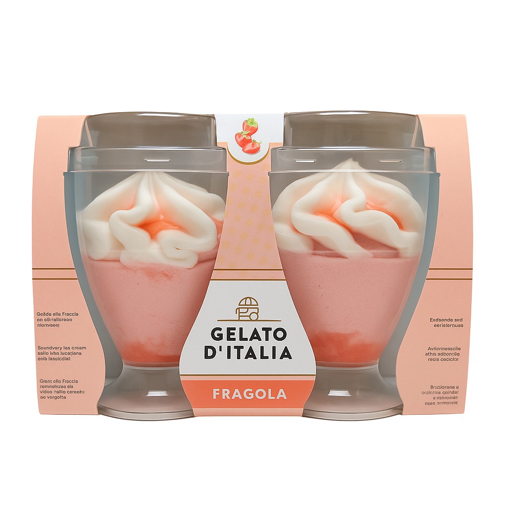 Мороженое Итальянское джелато Д`Италия со вкусом вишни в плас.стак. (2*90г)/350мл 0,1% 