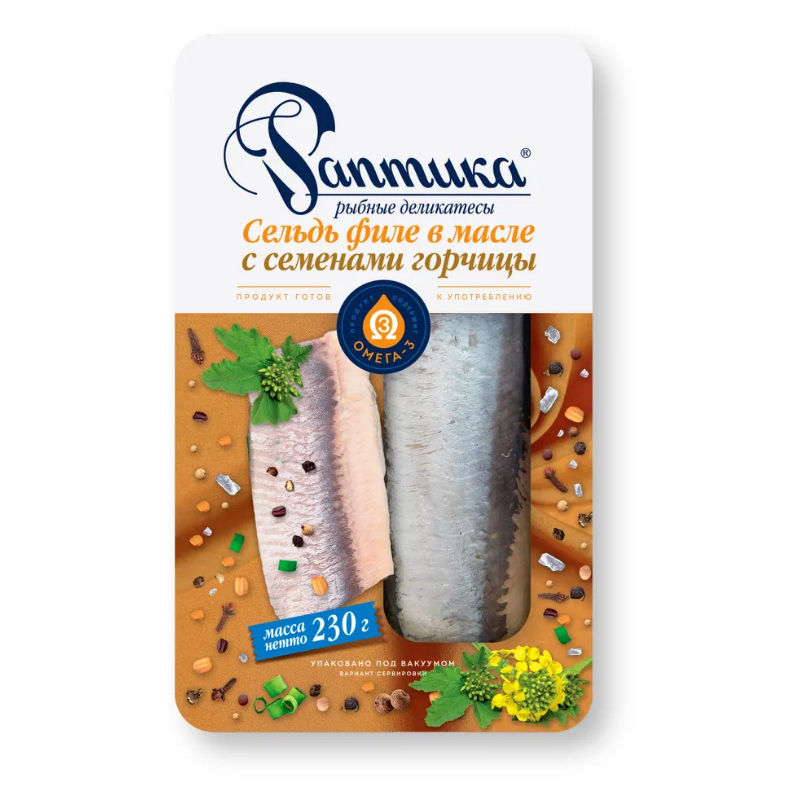 Сельдь филе Раптика в масле с семенами горчицы в/у 230г