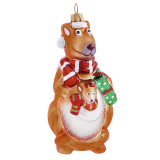 Украшение Кенгуру с детенышем "На Рождество" (стекло)7х5,7х13см GLT713