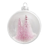 Украшение Шар Розовые елочки 8*5,5*9см (стекло) YQL1423