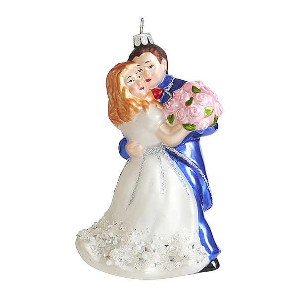 Украшение Молодожены в свадебном вальсе (стекло) 8,5х5х14 см  GLT1193