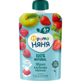 Десерт Фрутоняня яблоко/клубника/малина д/детей раннего возраста 90г ДП Десерт Фрутоняня яблоко/клубника/малина д/детей раннего возраста 90г ДП