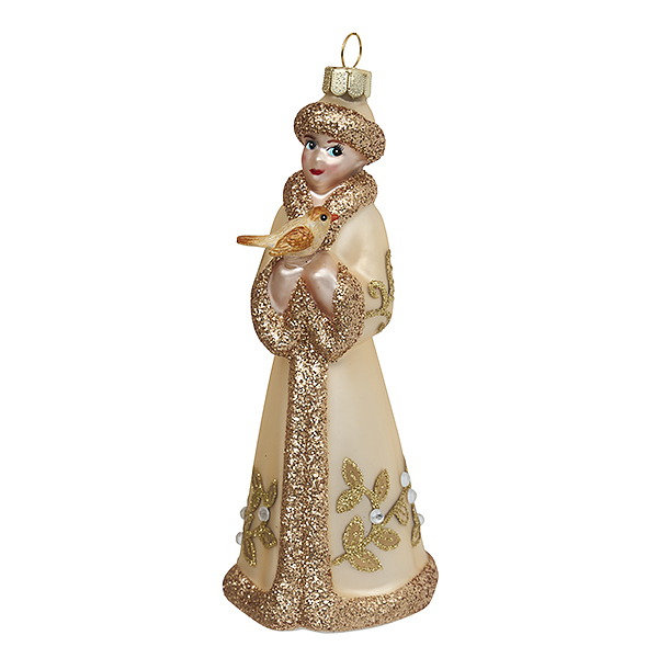 Украшение Снегурочка в боярской шапке золотая (стекло) 5,5х5,5х14,5 см GLT1347G