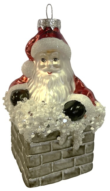 Украшение Санта в дымоходе (стекло) 7х6,5х12 см BG316