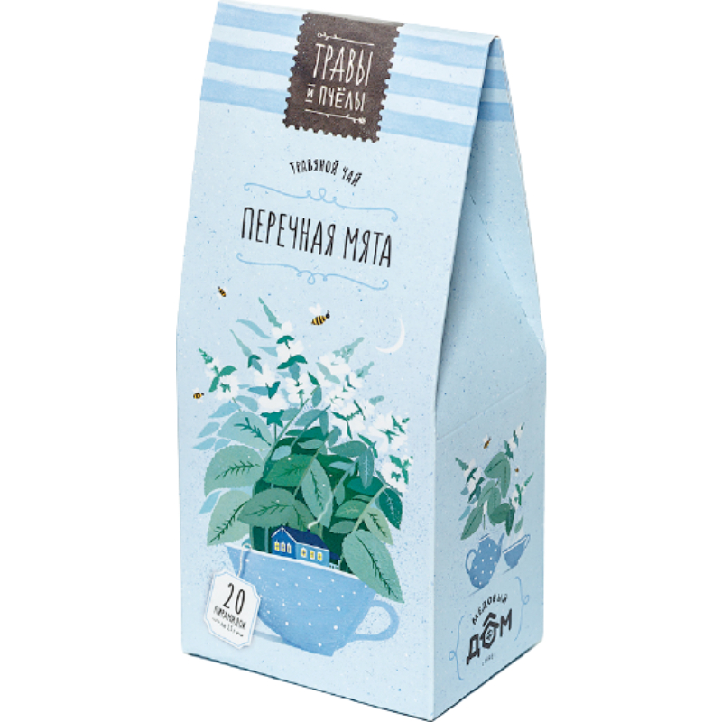 Чай ТРАВЫ И ПЧЕЛЫ Мята перечная 30г  (20*1,5г) (пирамидки) 